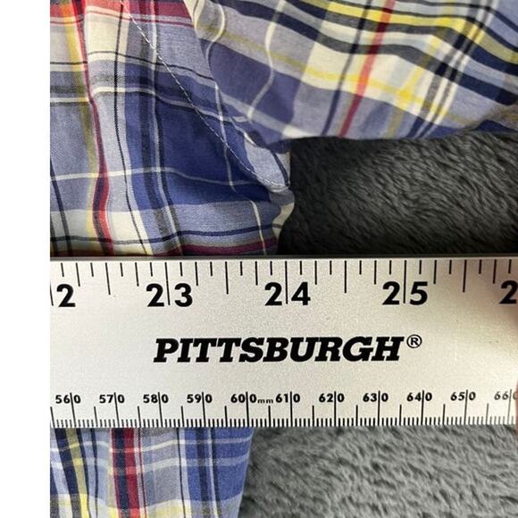 Men's Ralph Lauren Blue Yellow Plaid Button Down Short Sleeve Shirt Size L Exc - Picture 8 of 9